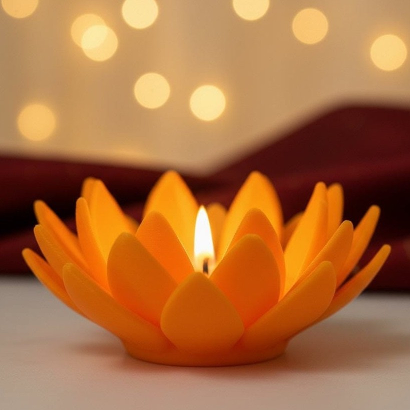 Lotus Candle Orange Colour
